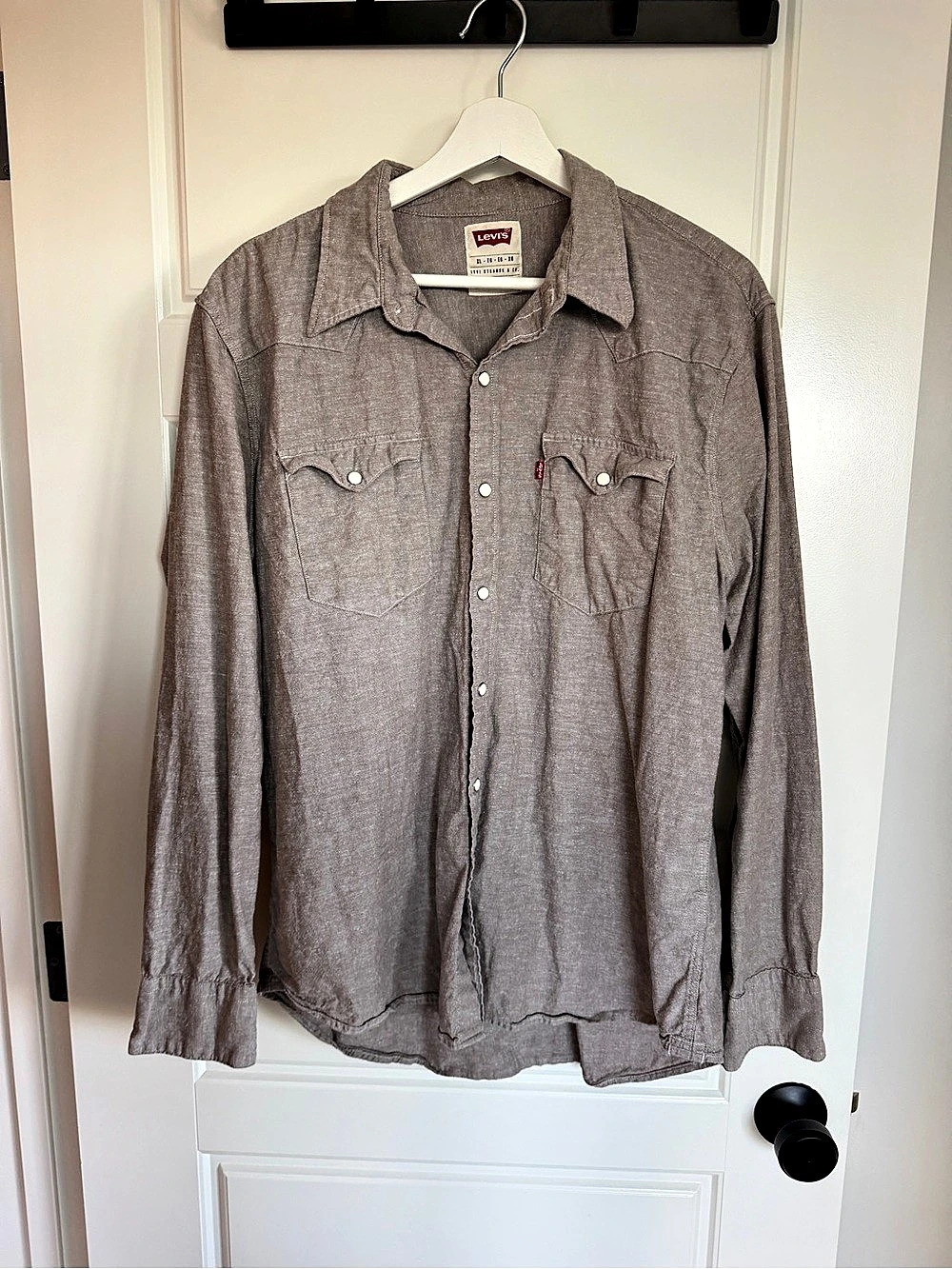 Levi's Classic Western Shirt Men's Brown 100% Cotton Snap-Front XL